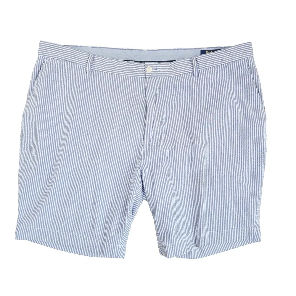 Polo Ralph Lauren Stretch Classic Fit Shorts Mens‎ 42 Blue White Seersucker Prep